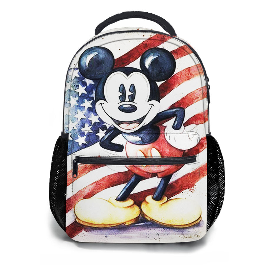 Dinsey Mickey Mouse Retro Usa Flag School Backpacks