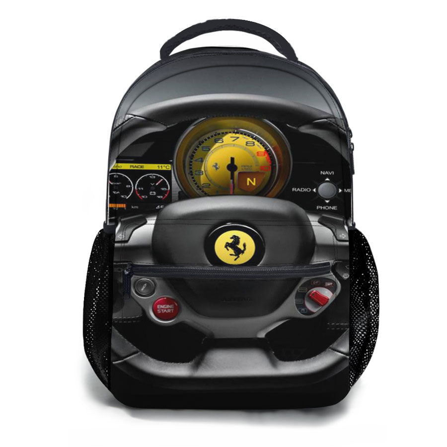 Ferrari Cockpit View School Backpacks