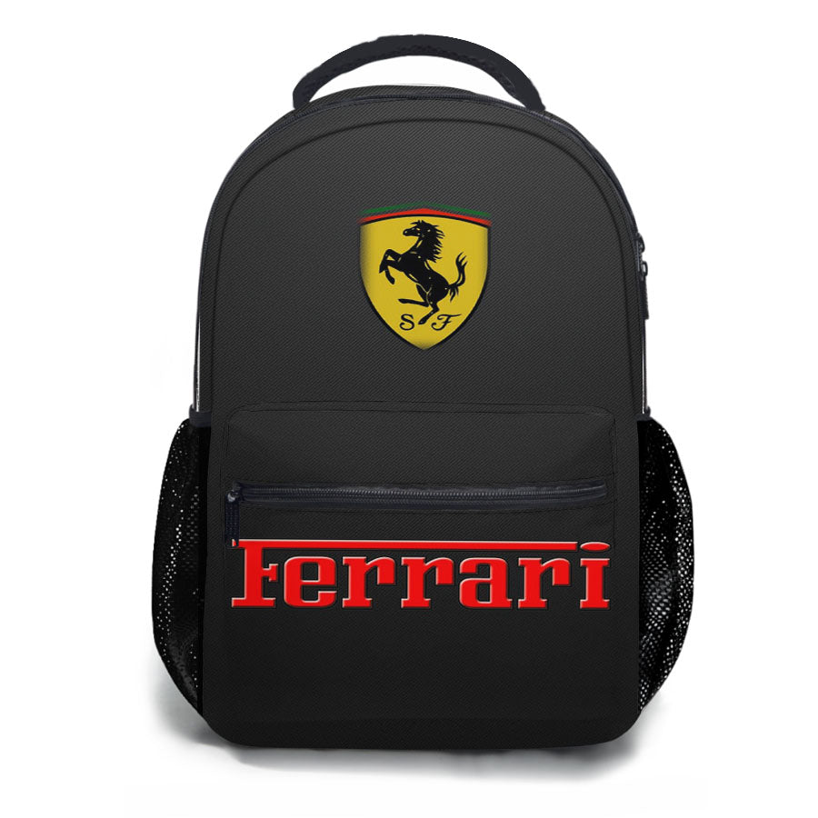 Ferrari Gray Pattern School Backpacks