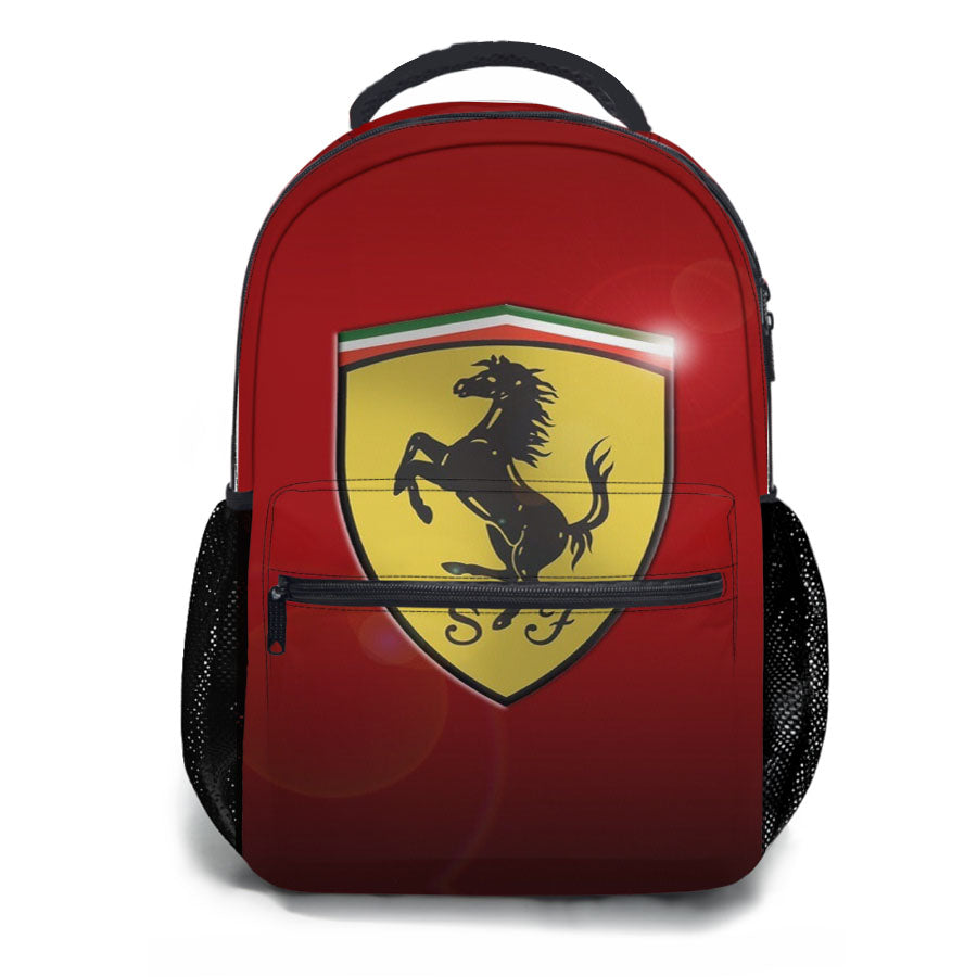 Ferrari Logo Red Background School Backpacks