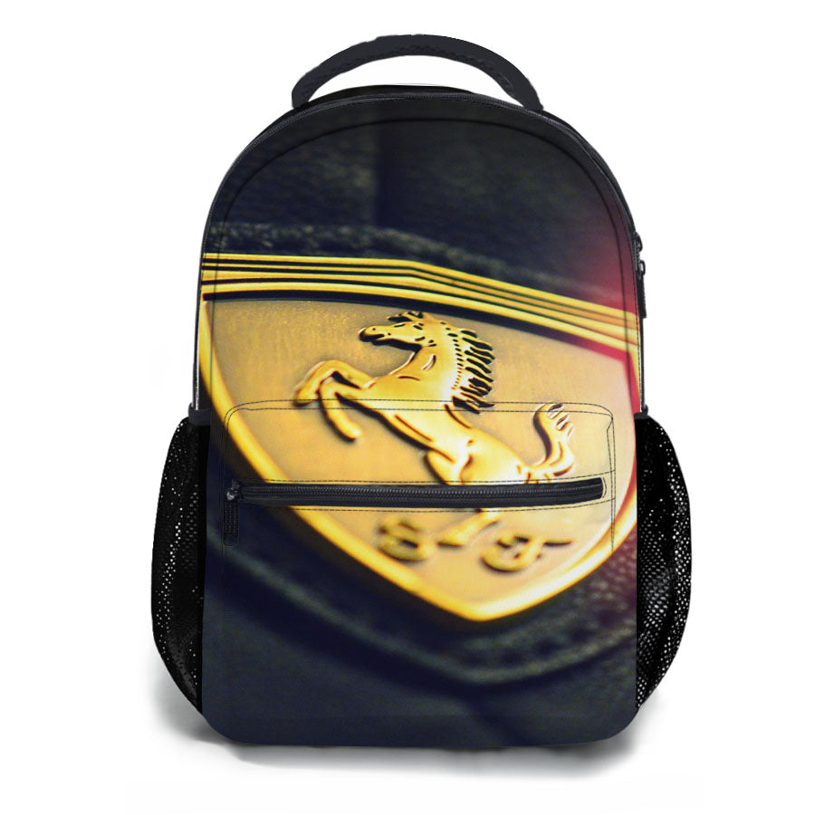 Gold Ferrari Logo Art School Backpacks