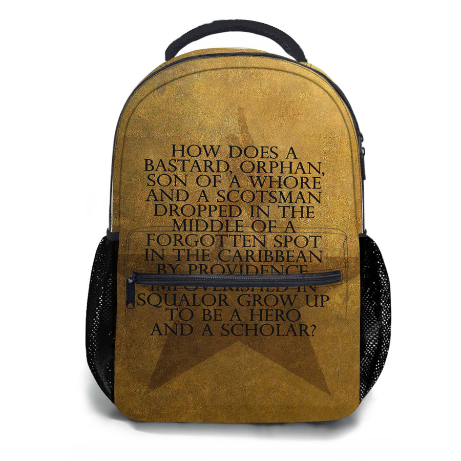 Hamilton Broadway Quotes School Backpacks
