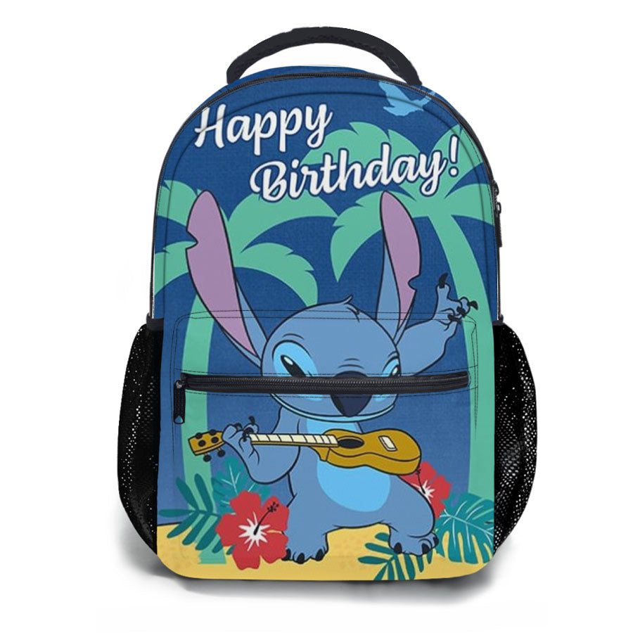 Happy Birthday Stitch School Backpacks
