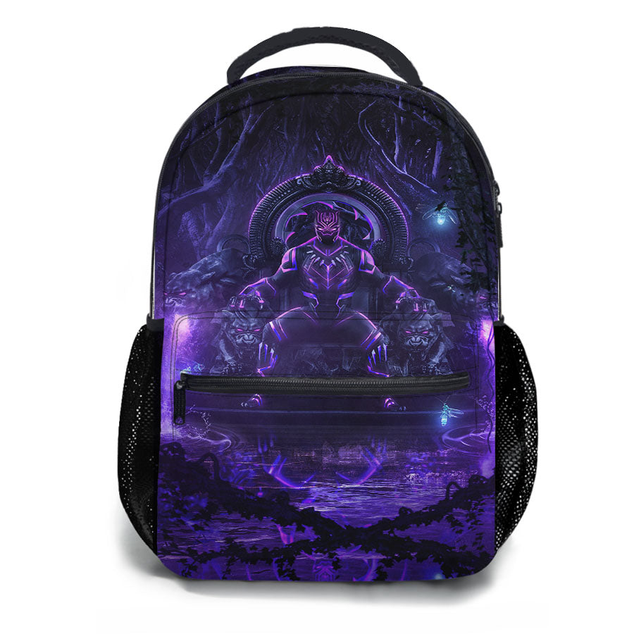 King Black Panther Purple Glow School Backpacks