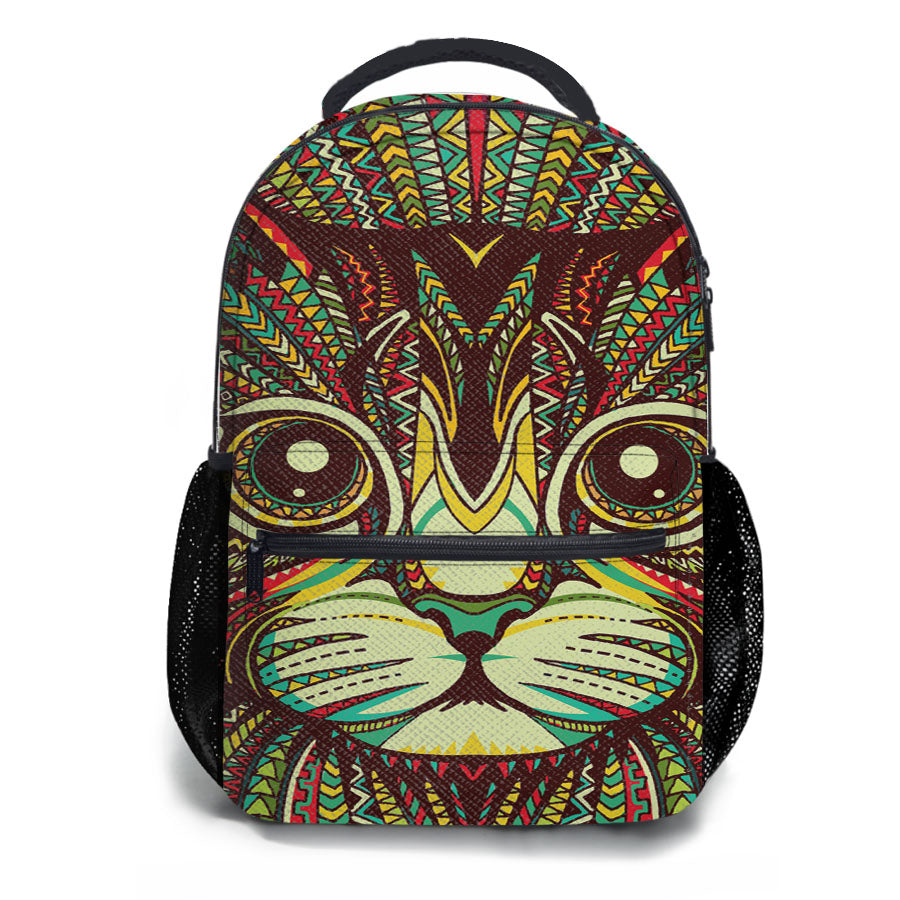 Kitten Aztec Pattern School Backpacks