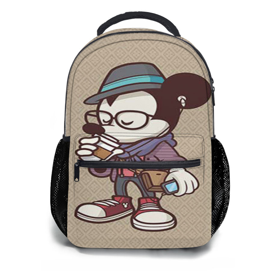 Mickey Mouse Hipster Coffee School Backpacks