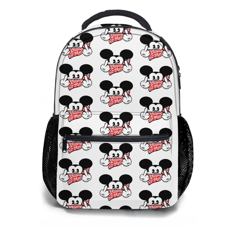 Mickey Mouse Obey Pattern School Backpacks