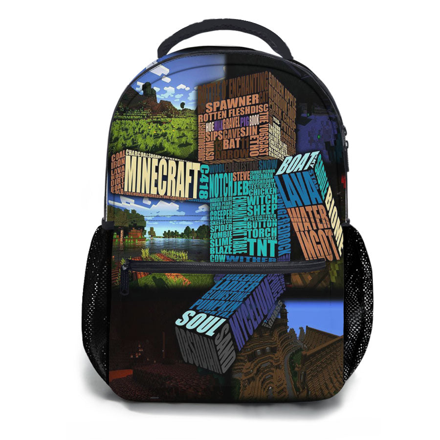 Minecraft Typography School Backpacks
