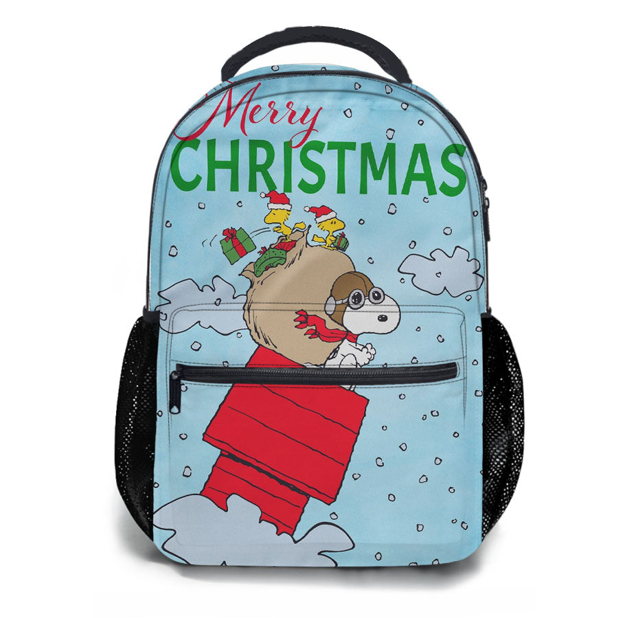 Peanuts Merry Christmas Snoopy Sleigh School Backpacks
