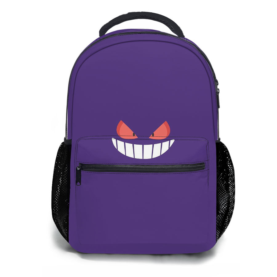 Purple Gengar Face Pokemon School Backpacks