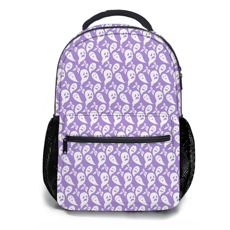 Purple Ghosts Pattern Halloween School Backpacks