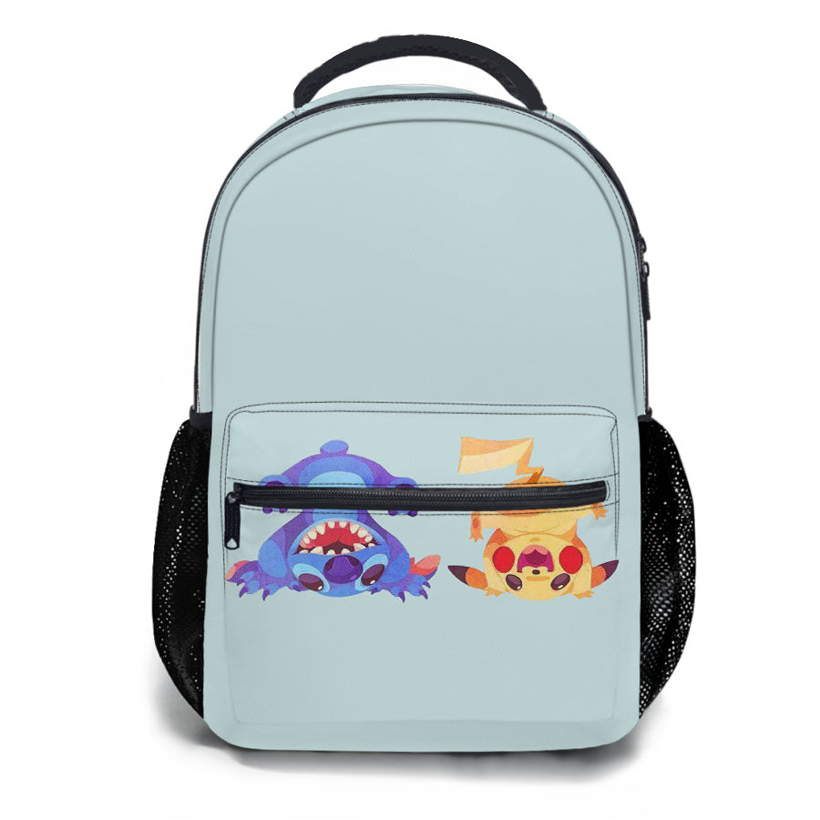 Stitch And Pikachu Minimalist School Backpacks