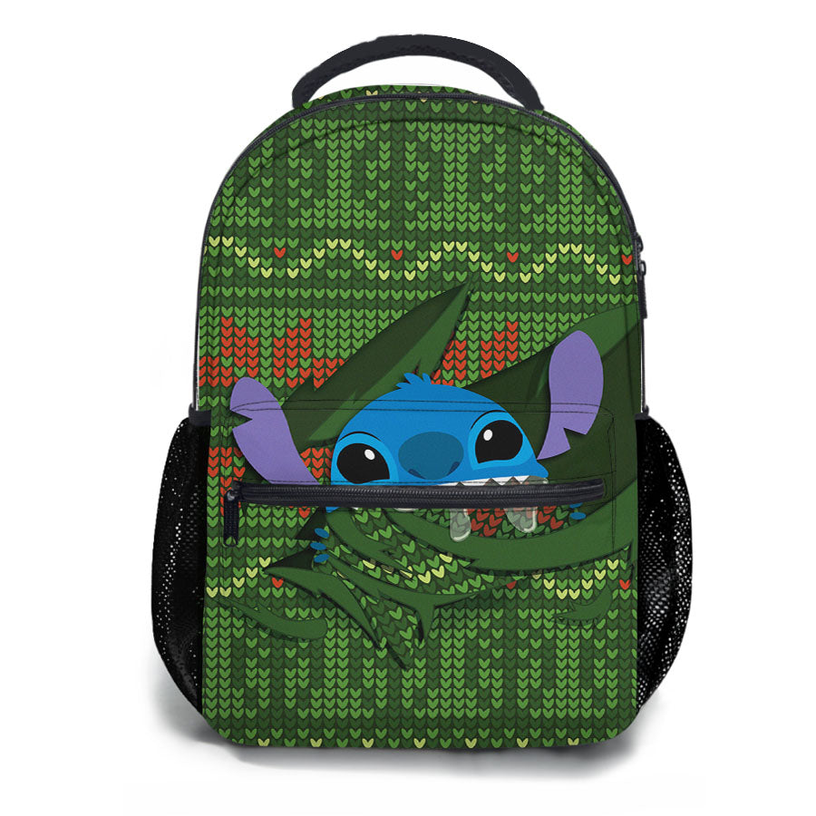 Stitch Ugly Green Sweater School Backpacks