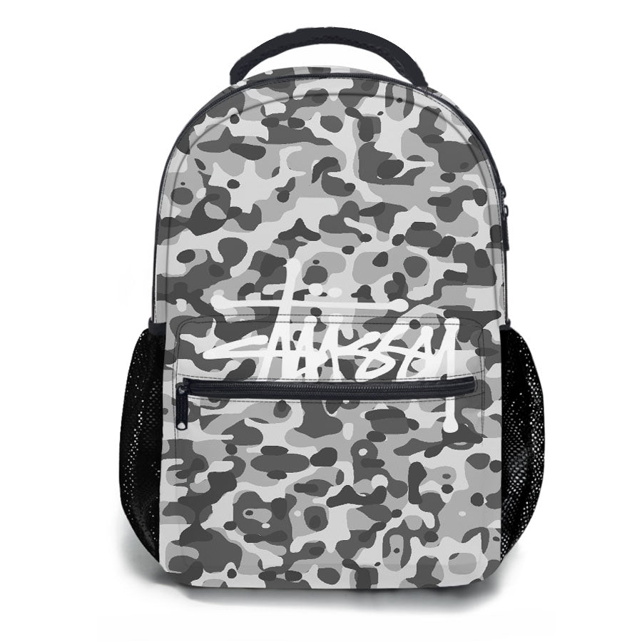 Stussy Bape Camouflage Grey School Backpacks