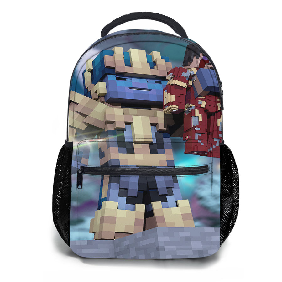 Thanos And Iron Man Minecraft School Backpacks