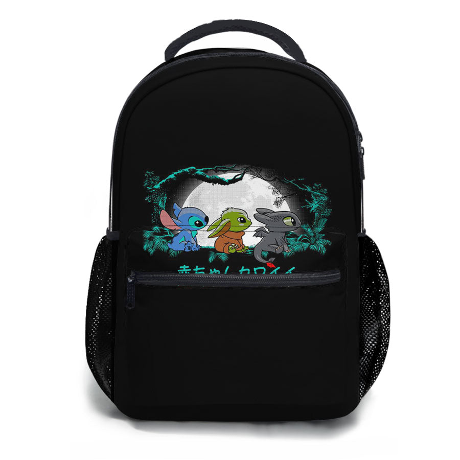 Trio Baby Yoda Baby Stitch Baby Toothless School Backpacks
