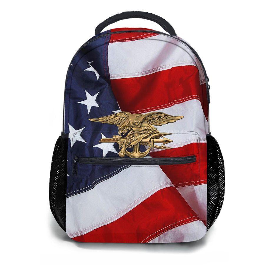 Us Navy Seals Trident American Flag School Backpacks