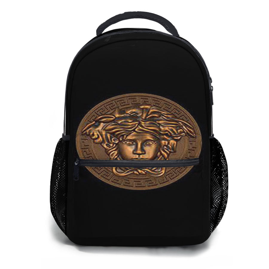 Versace Logo Gold School Backpacks