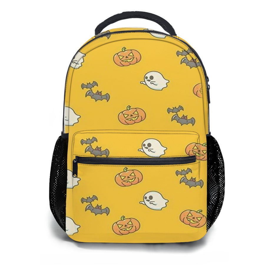 Yellow Halloween Pattern School Backpacks