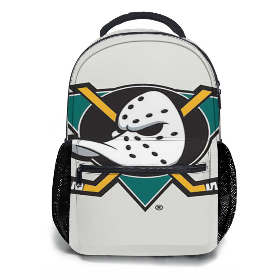 Anaheim Ducks Logo On White School Backpacks