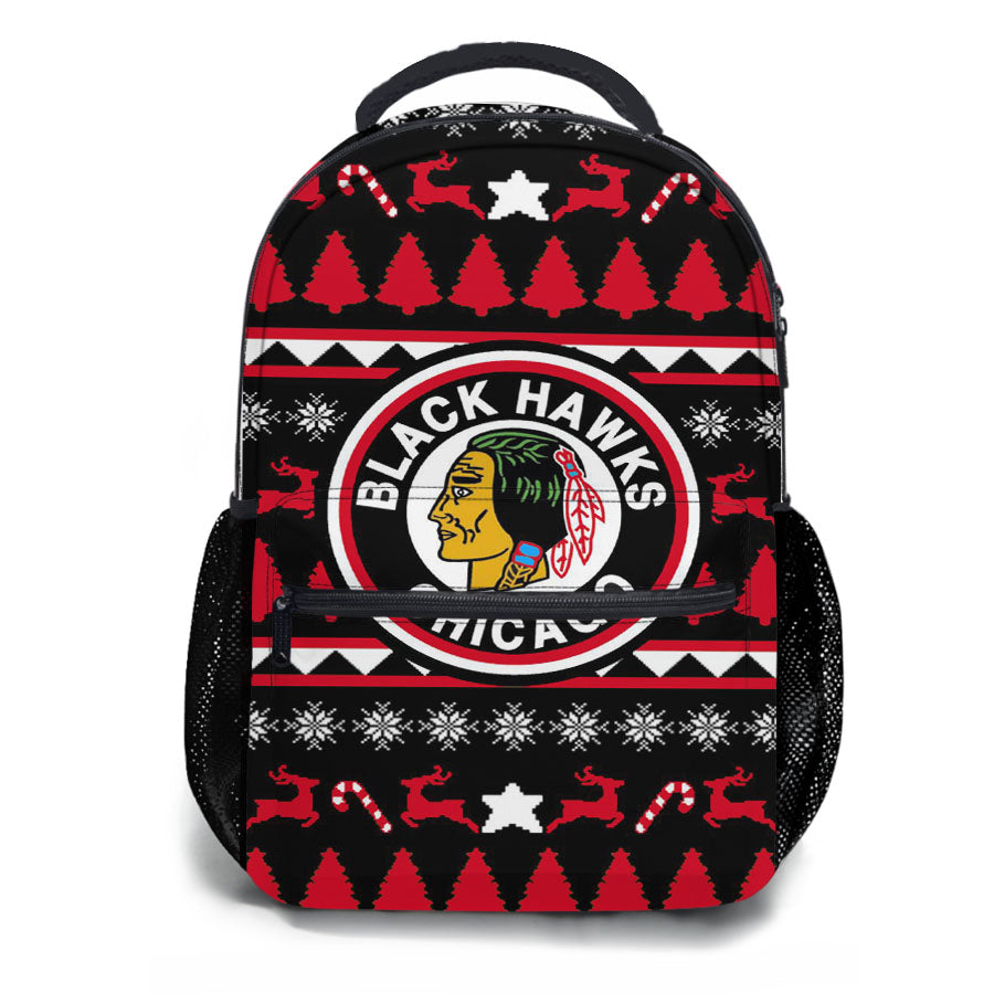 Blackhawks Chicago Christmas Winter Sweater School Backpacks