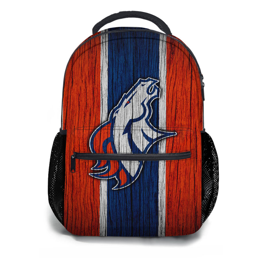 Broncos Denver Logo Wood Texture School Backpacks