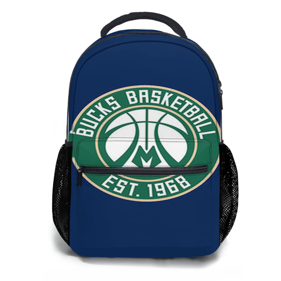 Bucks Basketball Logo Blue School Backpacks