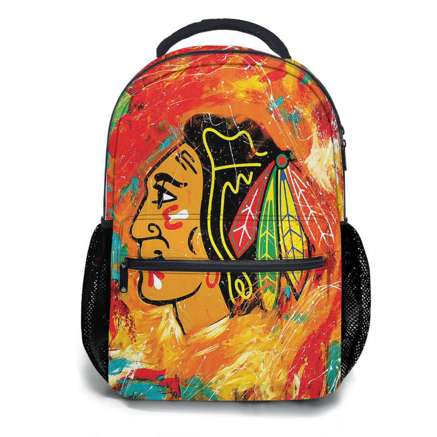Chicago Blackhawks Abstract Art School Backpacks