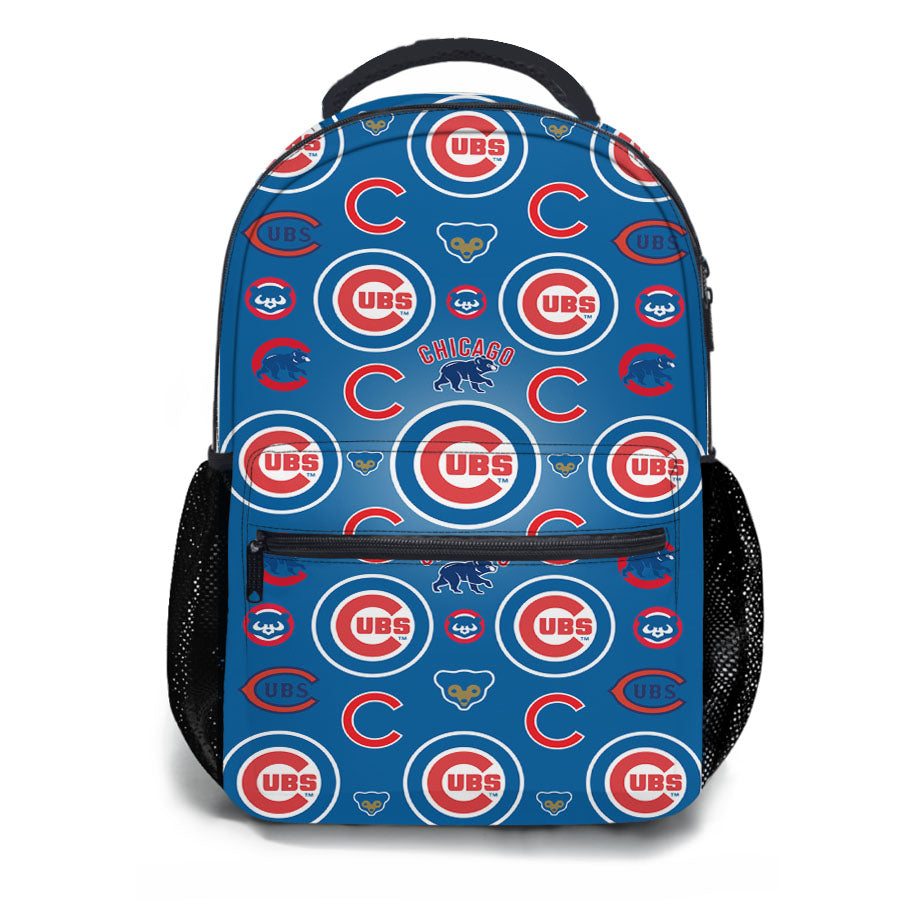 Chicago Cubs Logo Pattern Blue School Backpacks