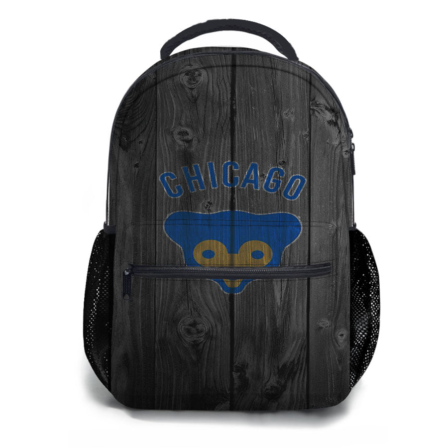 Chicago Cubs Mlb Logo Dark Wood Wallpaper School Backpacks