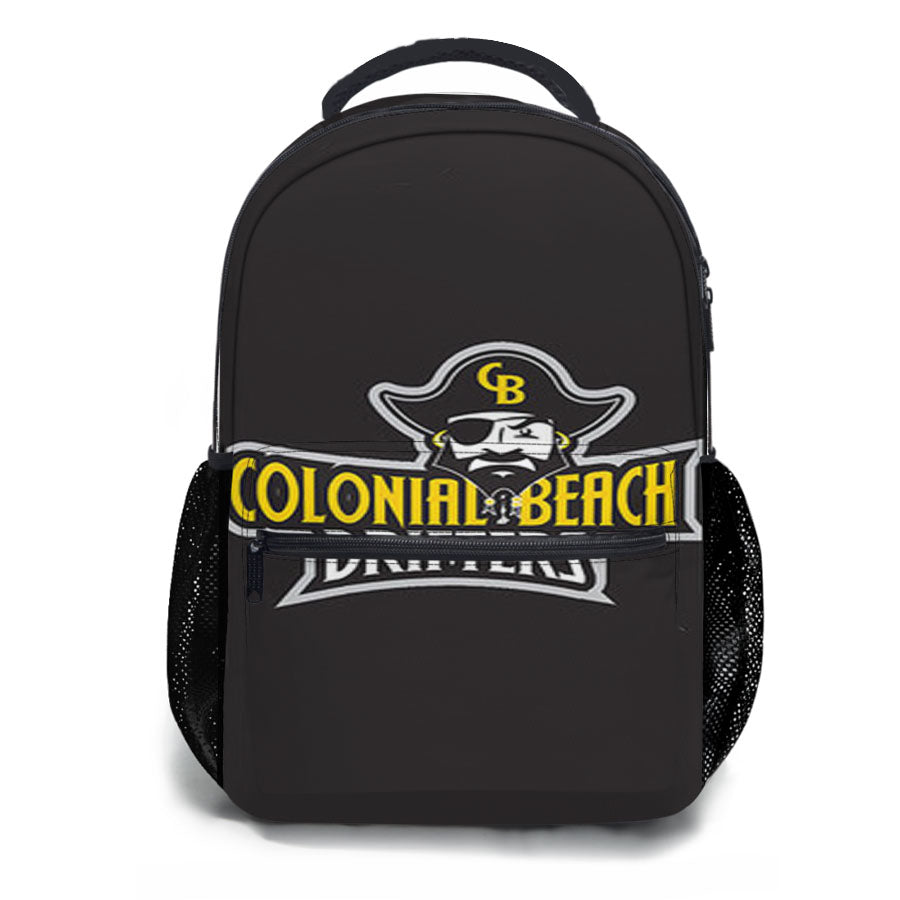 Colonial Beach Drifters Baseball Logo Black School Backpacks