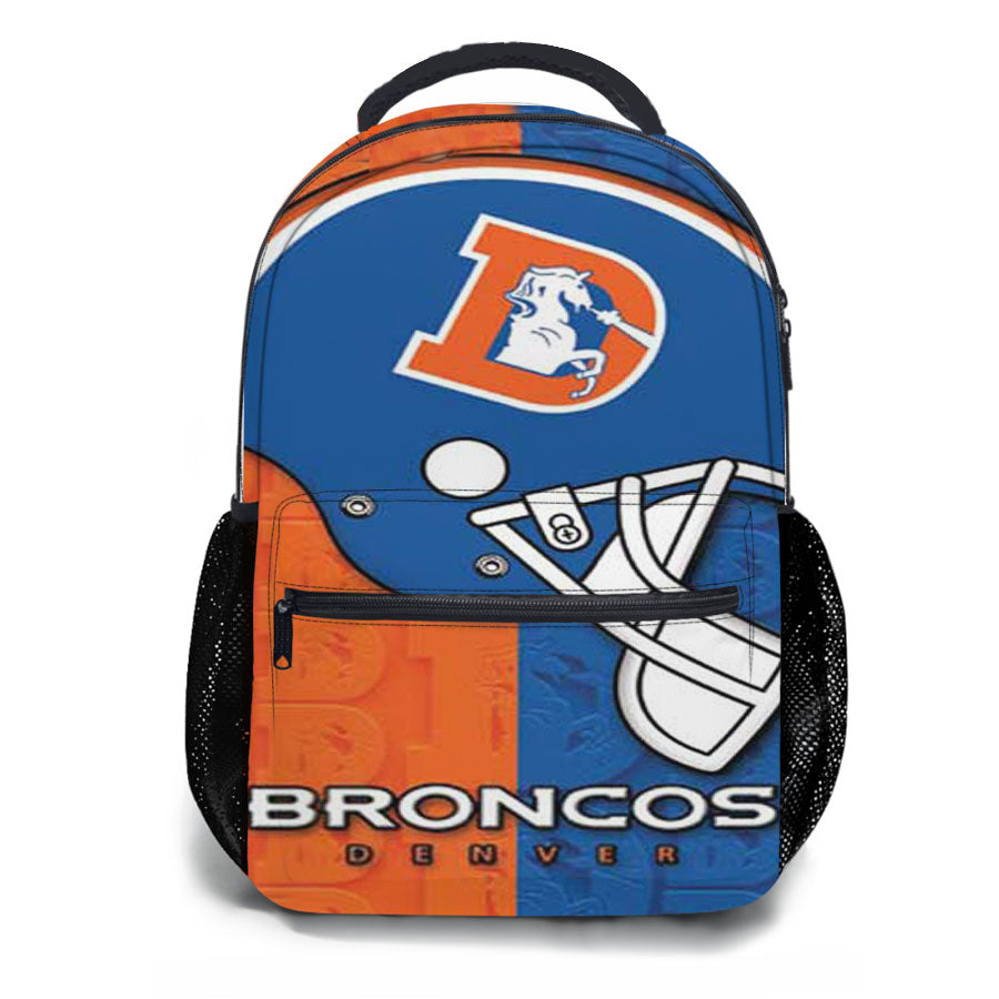 Denver Broncos Embossed Logos Helmet School Backpacks