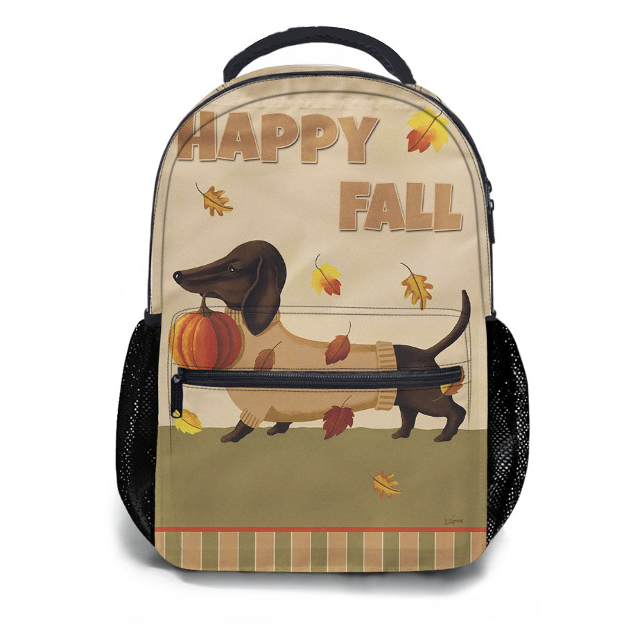 Fall Dachshund School Backpacks