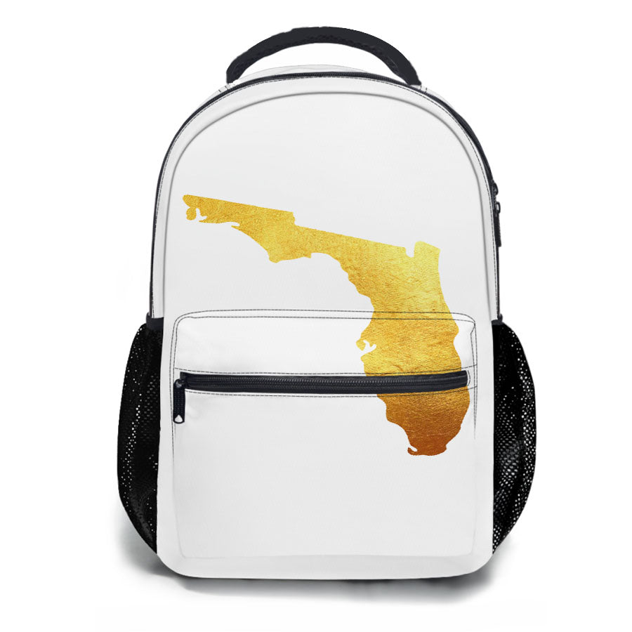Florida Golden State Map School Backpacks