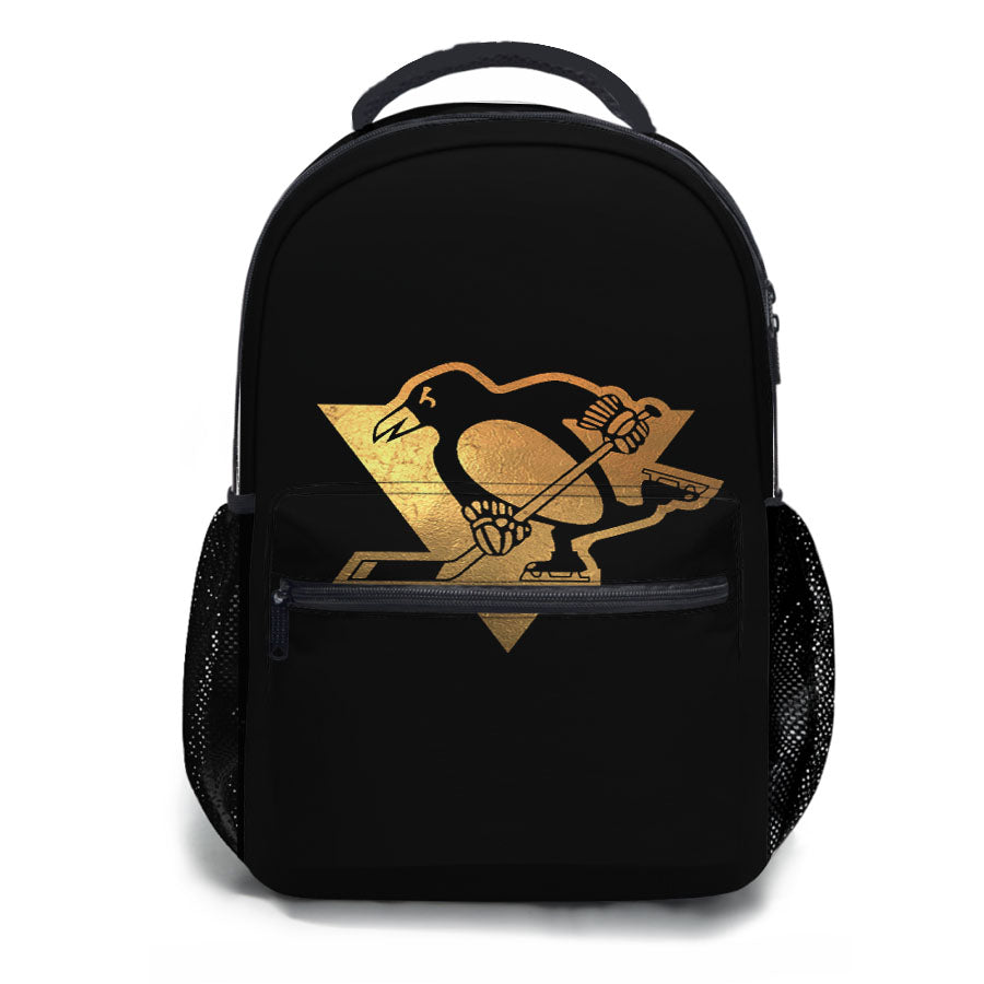 Gold Pittsburgh Penguin Logo School Backpacks