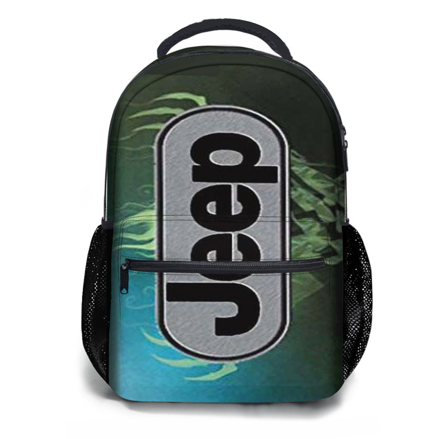 Jeep Green Flames School Backpacks