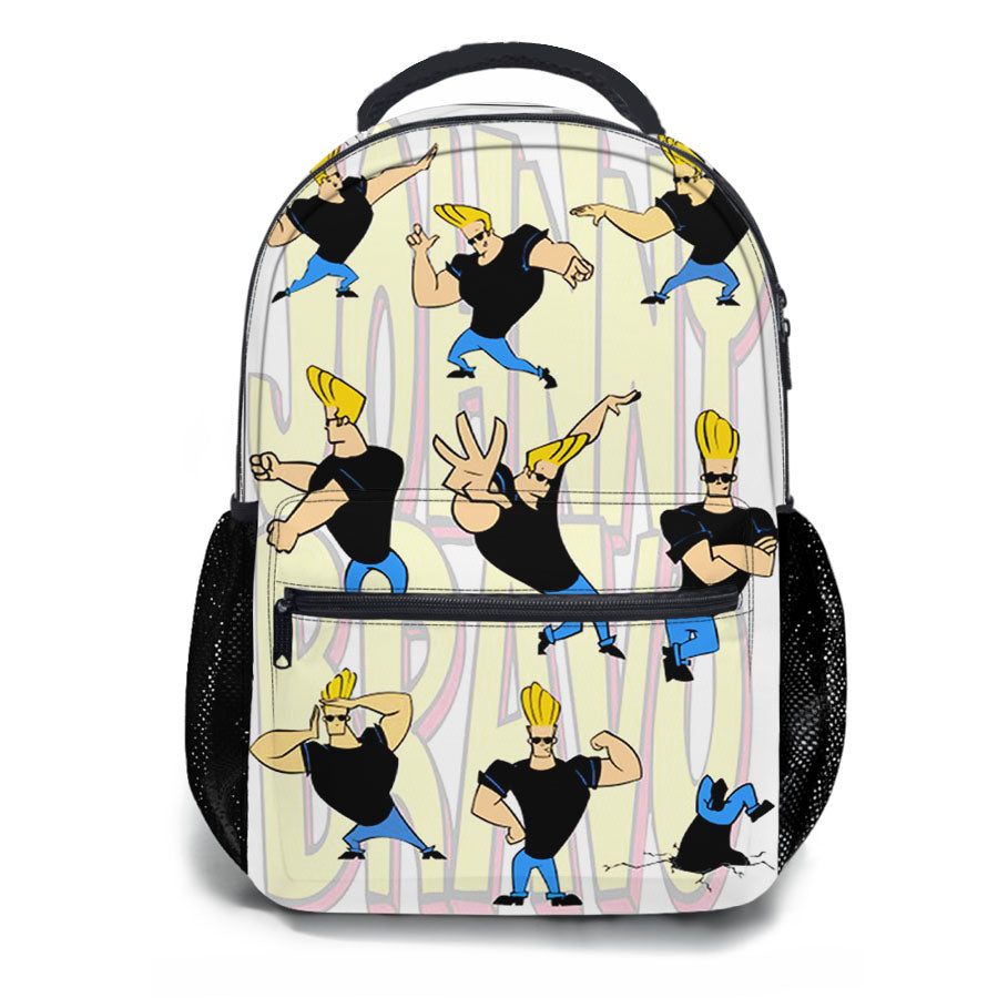 Johnny Bravo Pattern Wallpaper School Backpacks