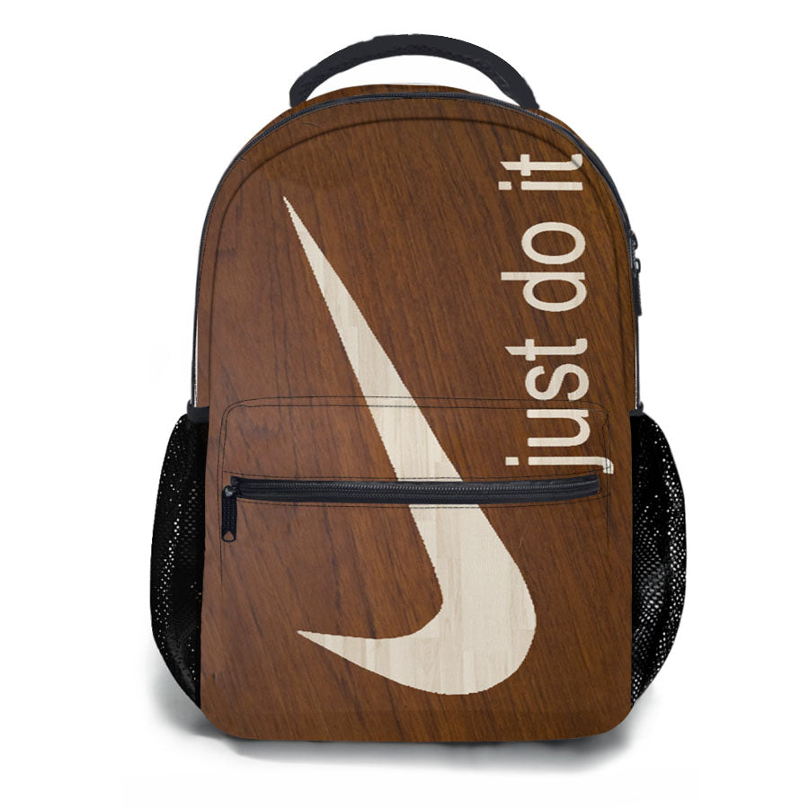 Just Do It Cream Wood School Backpacks