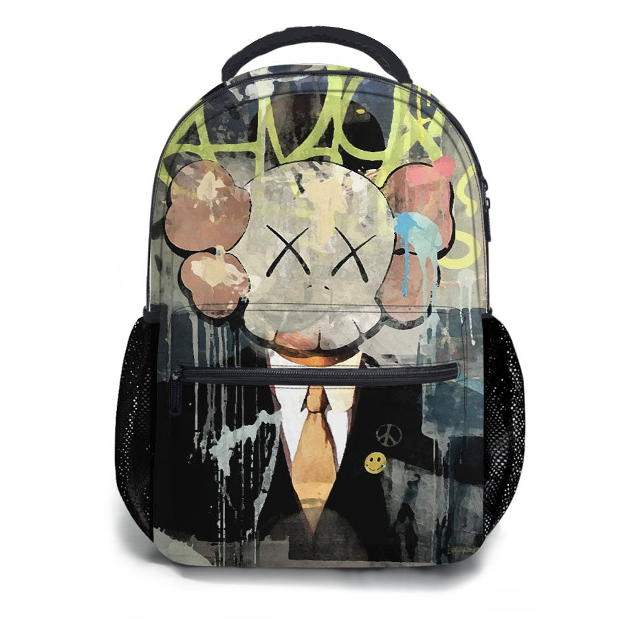 Kaws Mural Painting School Backpacks