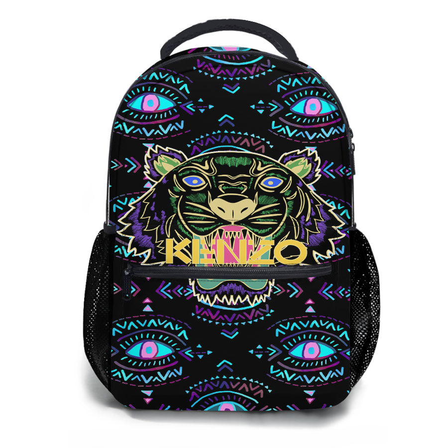 Kenzo Tiger Pattern School Backpacks