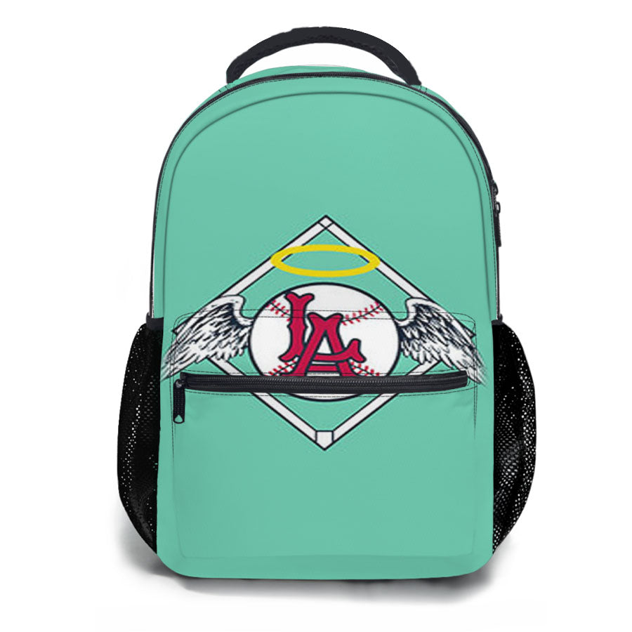La Baseball Logo Light Blue School Backpacks