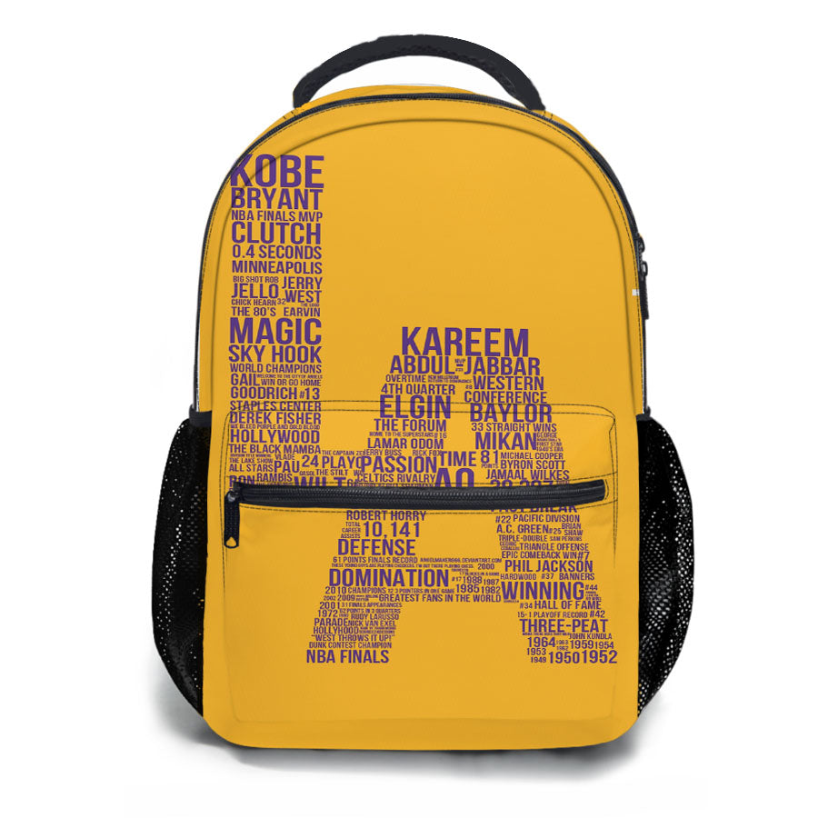 Los Angeles Lakers Typography School Backpacks