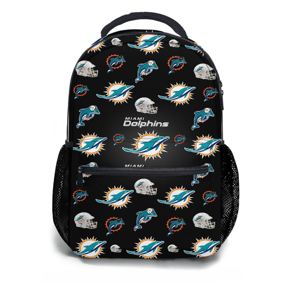 Miami Dolphins Logo Pattern School Backpacks