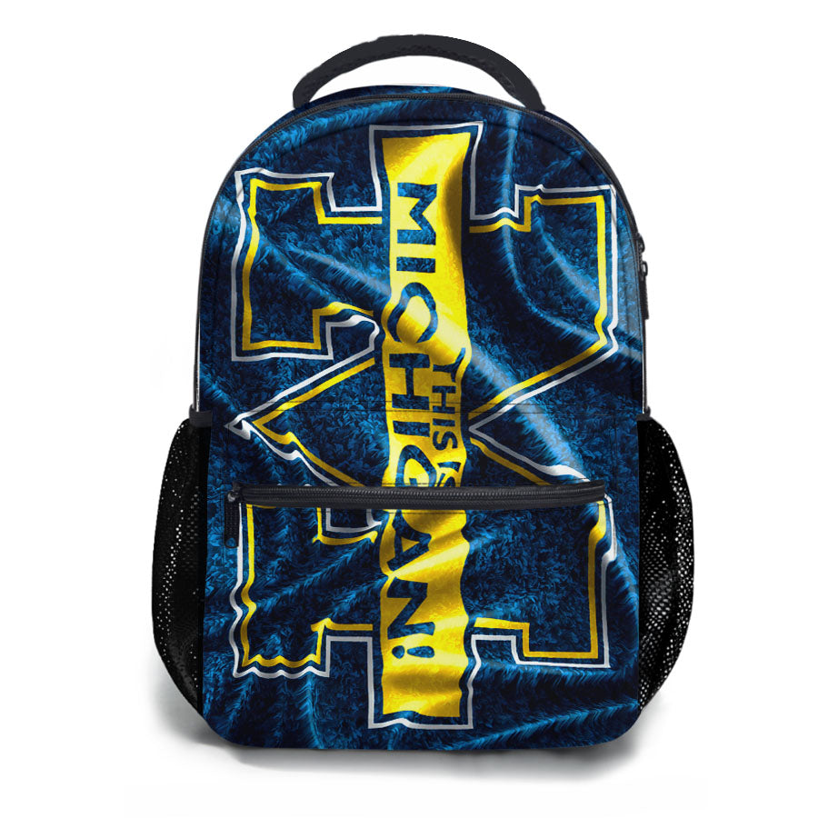 Michigan Flag Art Blue School Backpacks