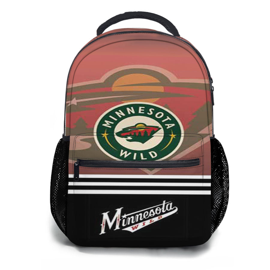 Minnesota Wild Logos Stripes Red Fade School Backpacks