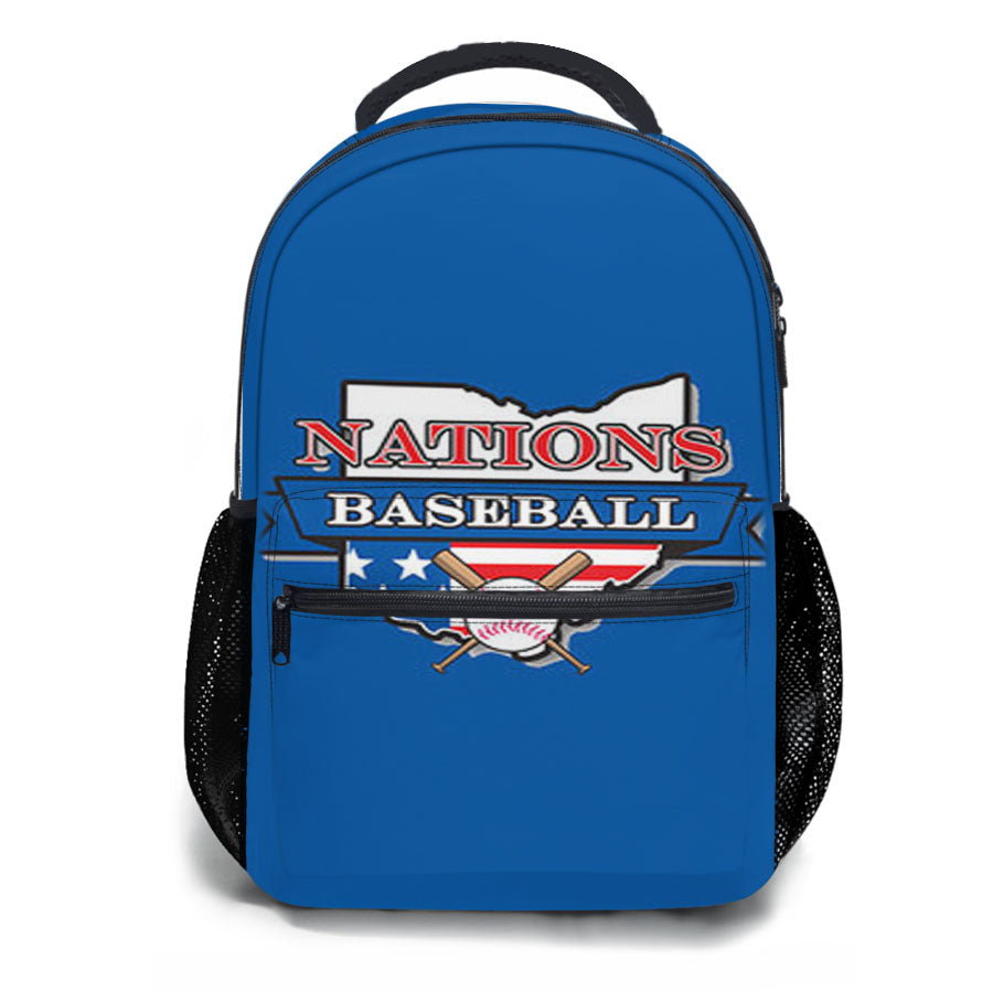 Nations Baseball Logo Blue School Backpacks