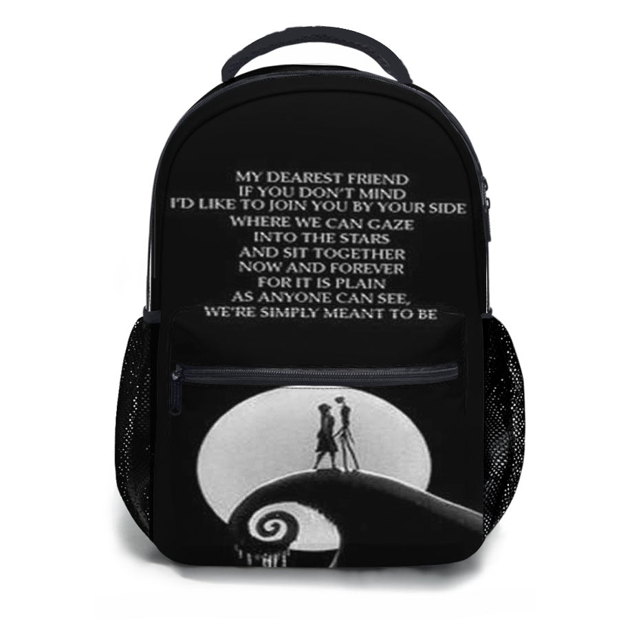 Nightmare Before Christmas Moon Quote School Backpacks