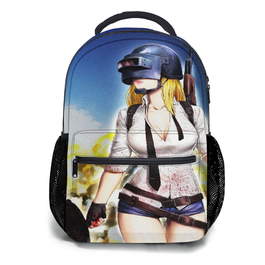 Pubg Helmet Girl School Backpacks