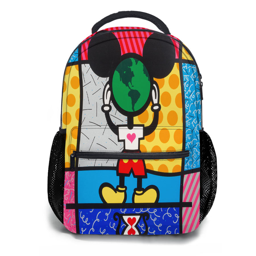 Romero Britto Mickeys World Wallpaper School Backpacks