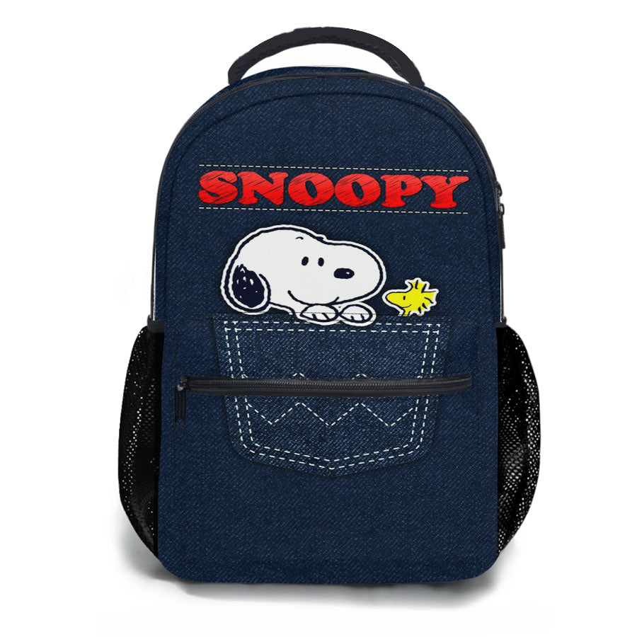 Snoopy Peanuts Pants Denim Pocket School Backpacks